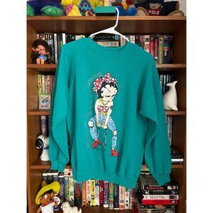 Vintage mens Betty Boop sweatshirt turquoise size large